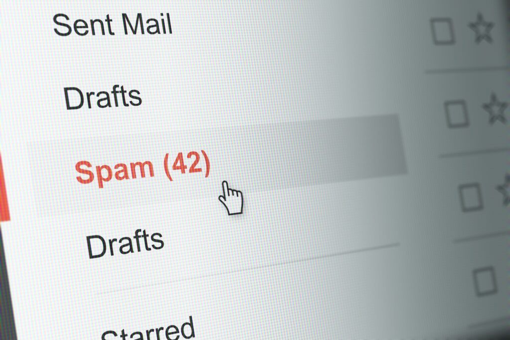 email spam folder on computer screen, what is spam